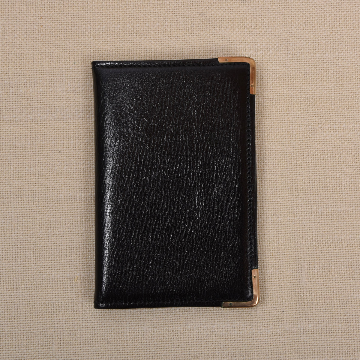 NOS Baumgartner am Graben Wien Leather Notepad Wallet Feat. Rolled Gold Corners + Extra Notepad- Black