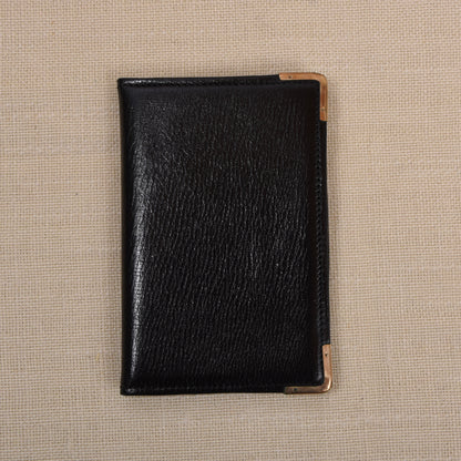 NOS Baumgartner am Graben Wien Leather Notepad Wallet Feat. Rolled Gold Corners + Extra Notepad- Black