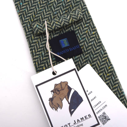 Franco Bassi 100% Cashmere Tie Made in Italy - Green Herringbone