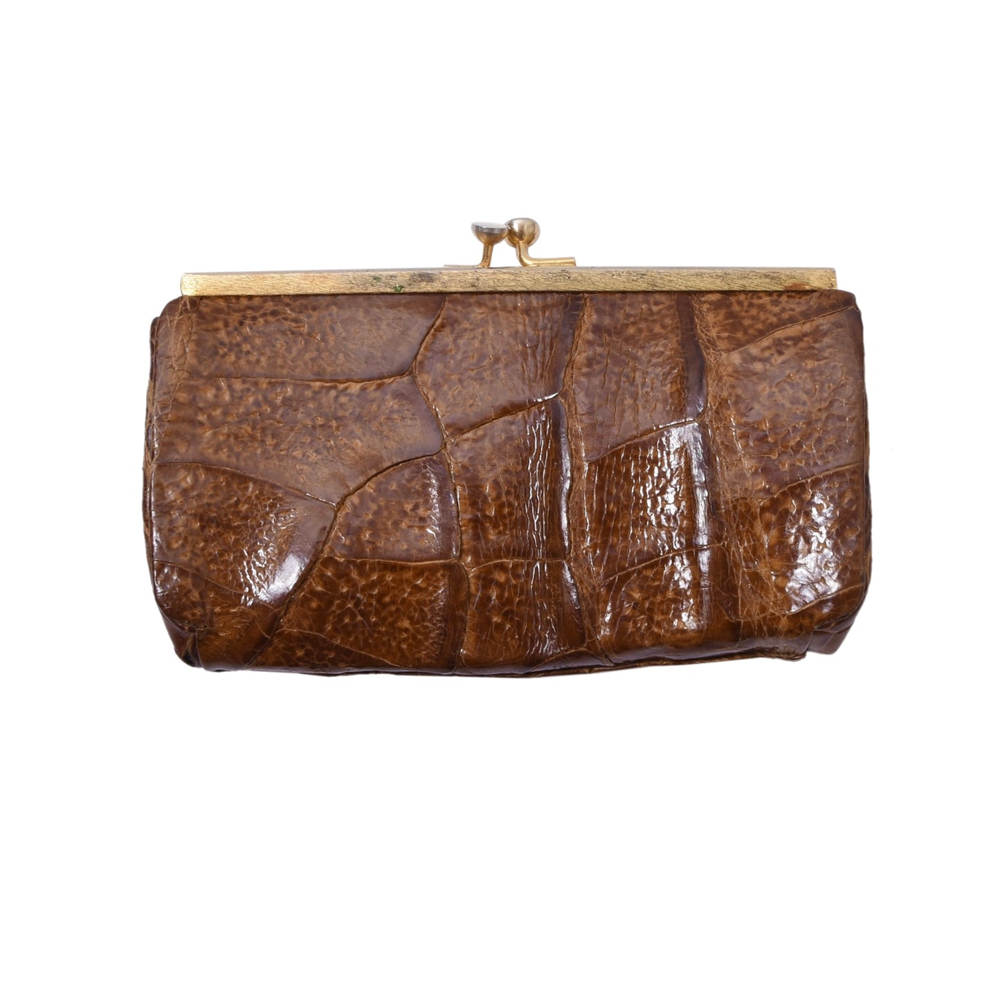 Crocodile Leather Coin Purse/Wallet ca. 12.5cm - Tan