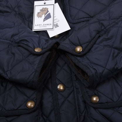 Polo Ralph Lauren Steppjacke aus Kalbsveloursleder, Größe S (ca. 53 cm) – Marineblau