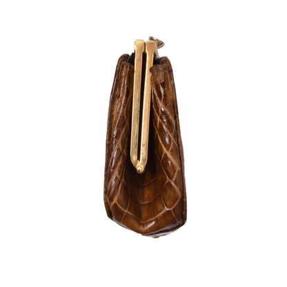 Crocodile Leather Coin Purse/Wallet ca. 12.5cm - Tan