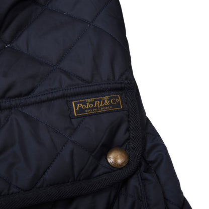Polo Ralph Lauren Steppjacke aus Kalbsveloursleder, Größe S (ca. 53 cm) – Marineblau