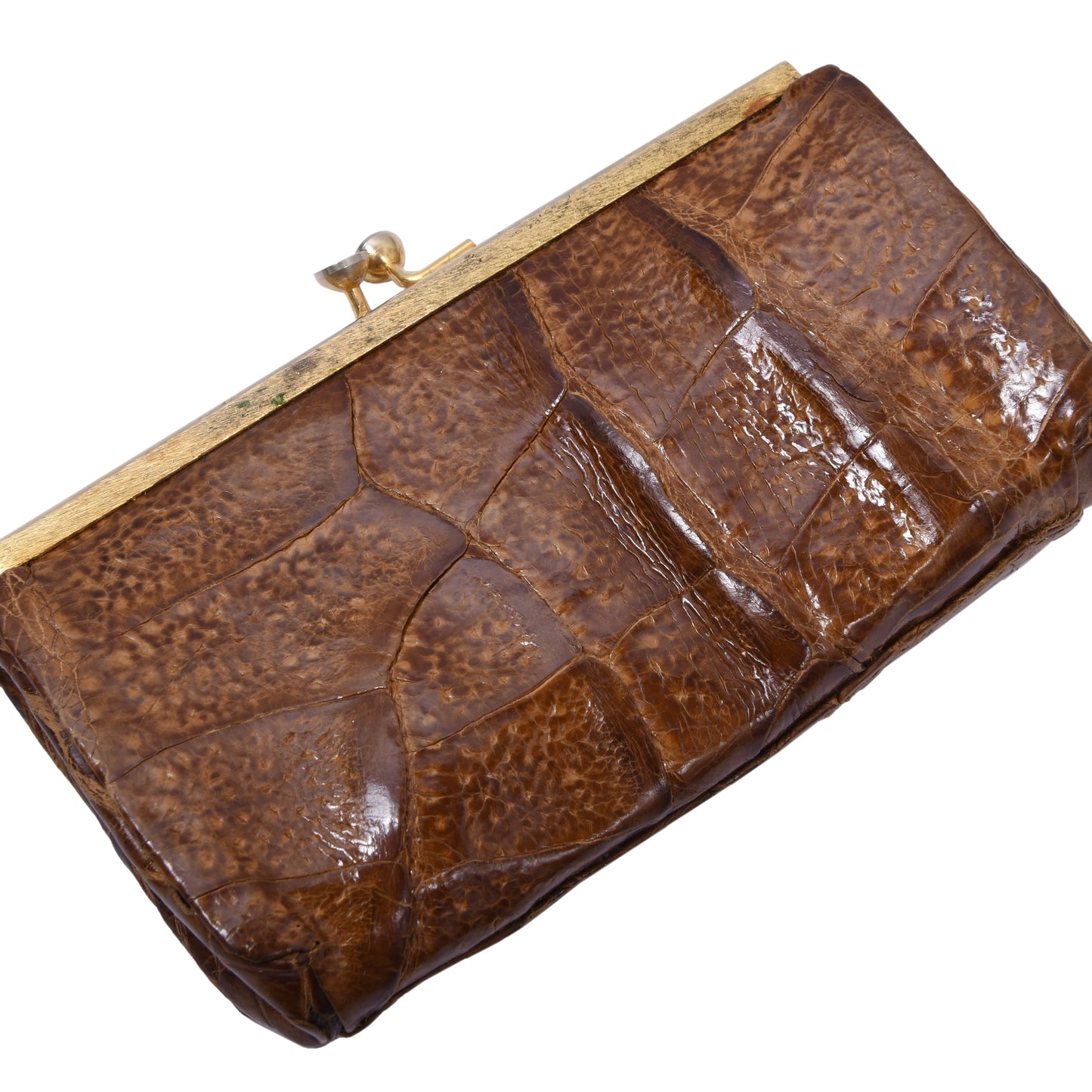 Crocodile Leather Coin Purse/Wallet ca. 12.5cm - Tan