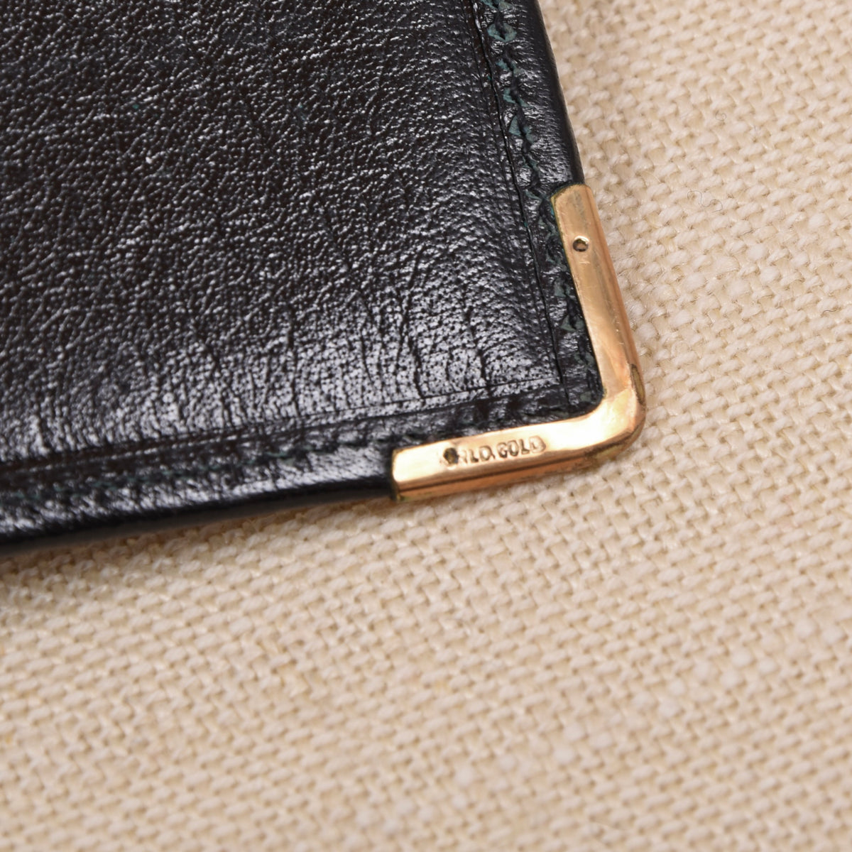 NOS Baumgartner am Graben Wien Leather Notepad Wallet Feat. Rolled Gold Corners + Extra Notepad- Black