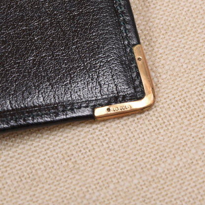 NOS Baumgartner am Graben Wien Leather Notepad Wallet Feat. Rolled Gold Corners + Extra Notepad- Black