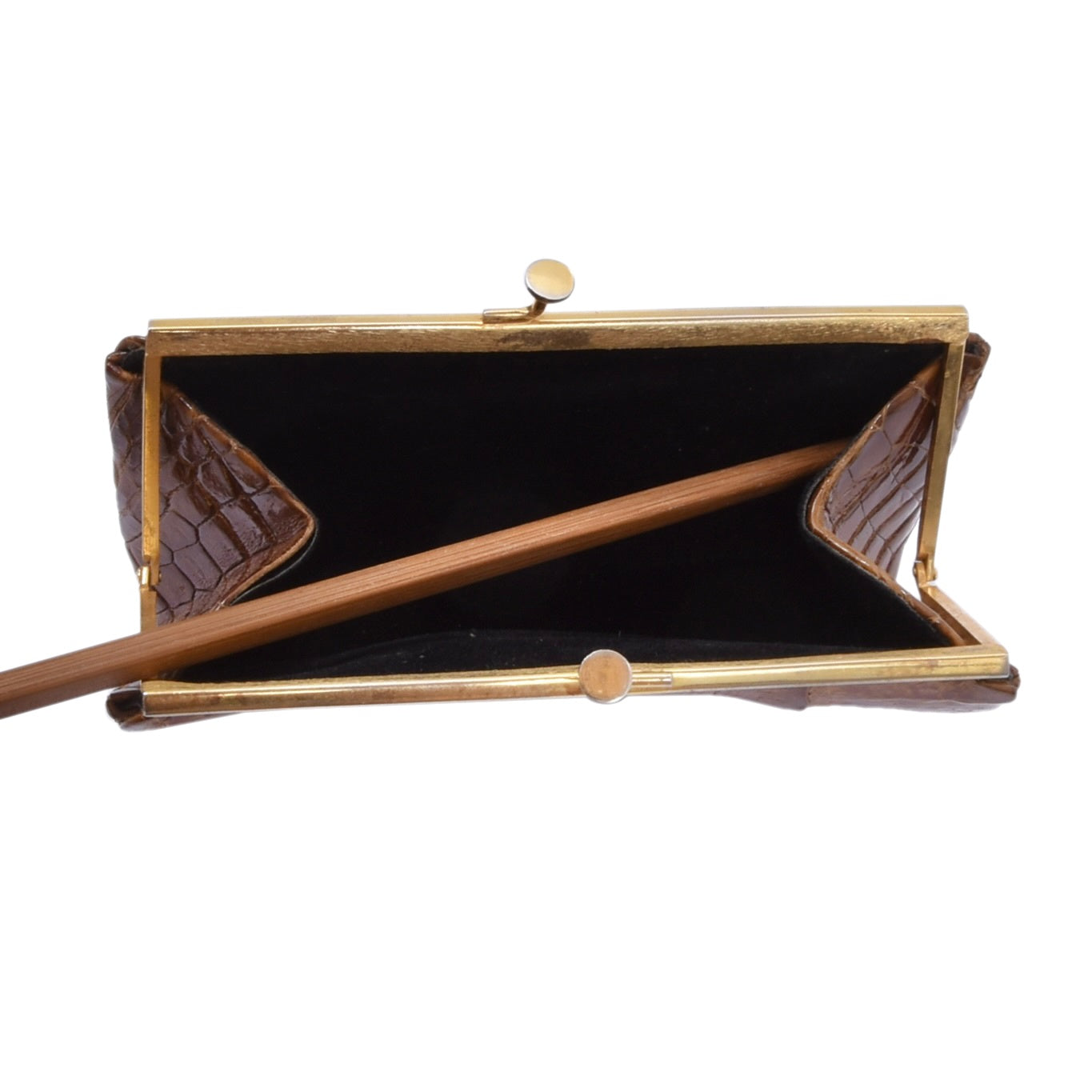 Crocodile Leather Coin Purse/Wallet ca. 12.5cm - Tan