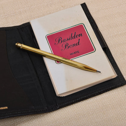 NOS Baumgartner am Graben Wien Leather Notepad Wallet Feat. Rolled Gold Corners + Extra Notepad- Black