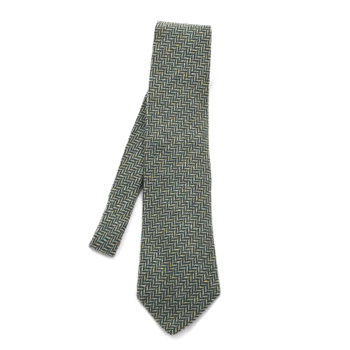 Franco Bassi 100% Cashmere Tie Made in Italy - Green Herringbone