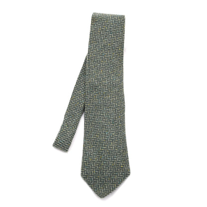 Franco Bassi 100% Cashmere Tie Made in Italy - Green Herringbone
