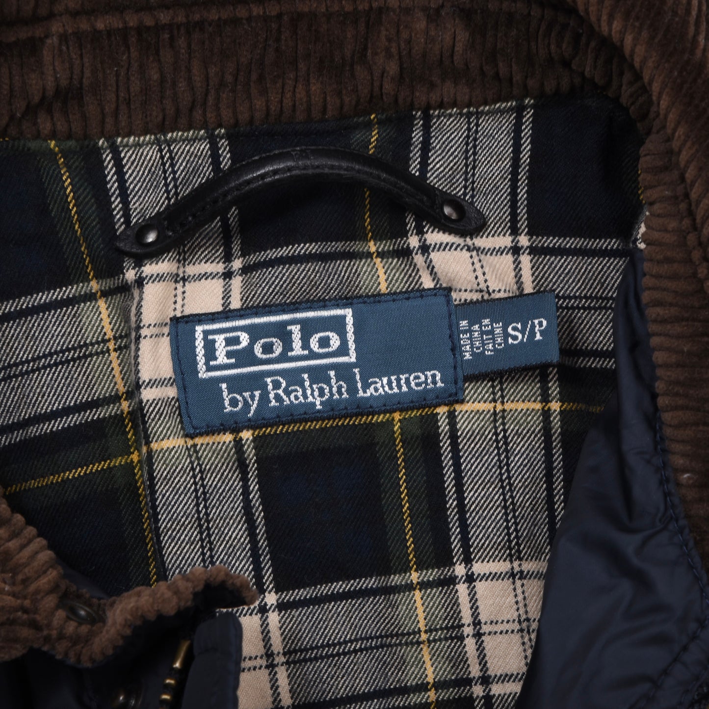 Polo Ralph Lauren Steppjacke aus Kalbsveloursleder, Größe S (ca. 53 cm) – Marineblau