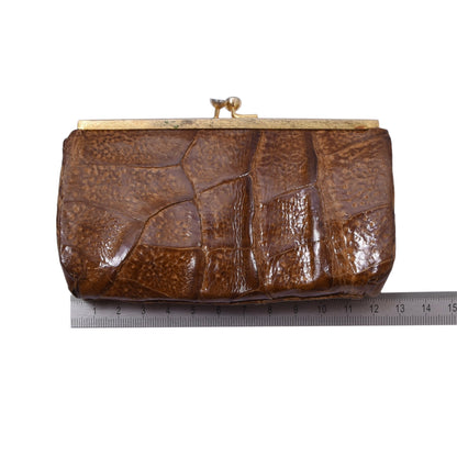 Crocodile Leather Coin Purse/Wallet ca. 12.5cm - Tan