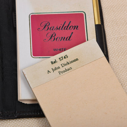NOS Baumgartner am Graben Wien Leather Notepad Wallet Feat. Rolled Gold Corners + Extra Notepad- Black