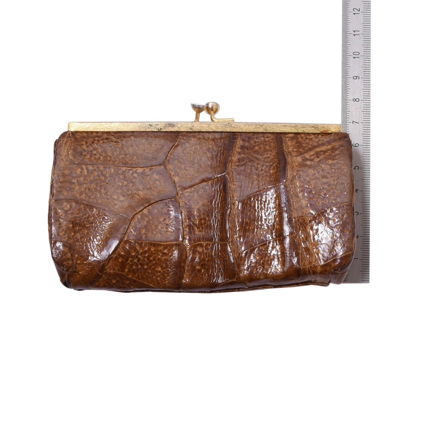 Crocodile Leather Coin Purse/Wallet ca. 12.5cm - Tan