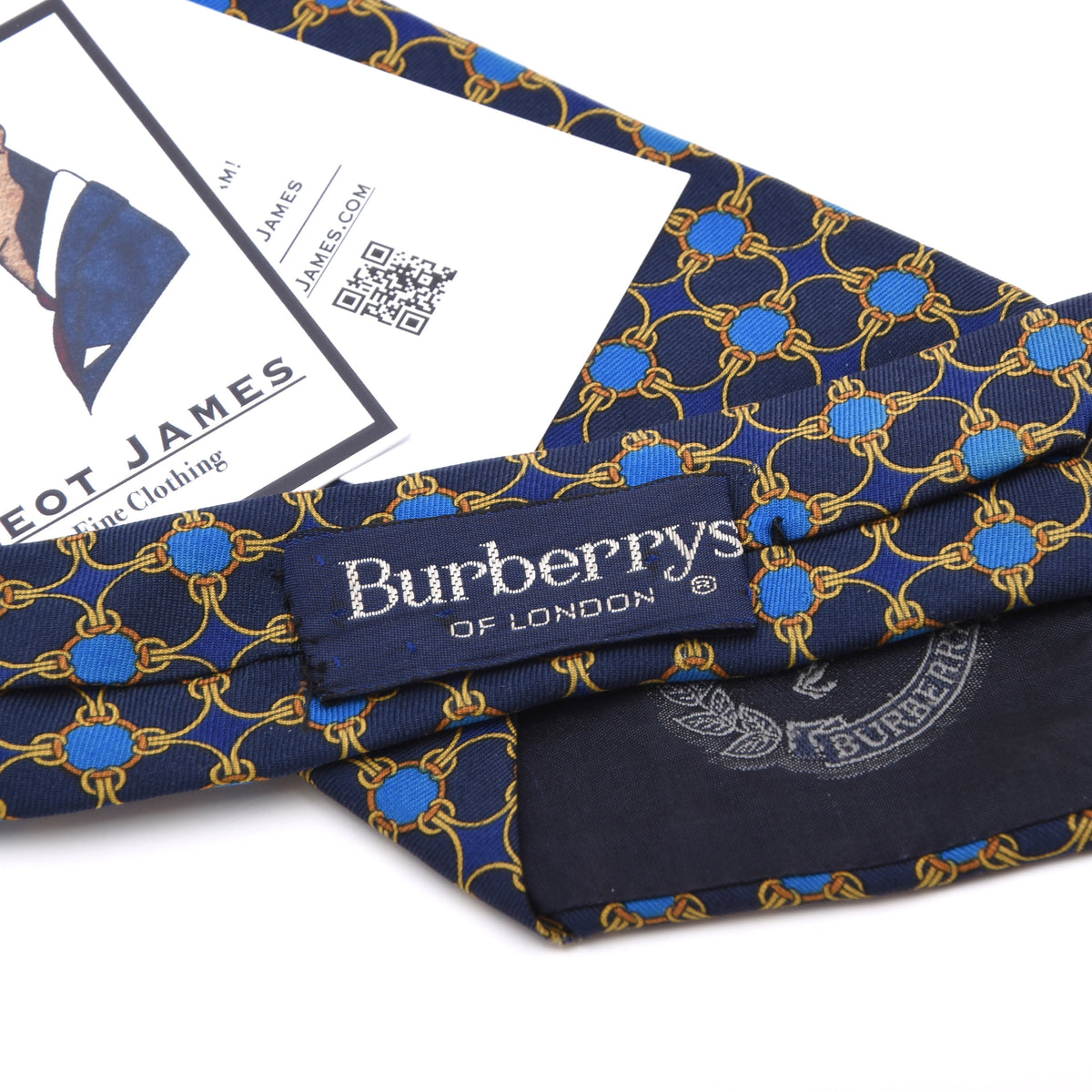 Vintage Burberrys Seide Krawatte Made in Italy – Marineblau/Gelb