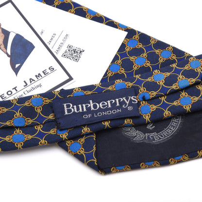 Vintage Burberrys Seide Krawatte Made in Italy – Marineblau/Gelb