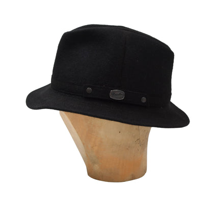 Vintage Borsalino Hut Haarfilz Fedora Gr. 59 Krempe ca. 5 cm - Schwarz