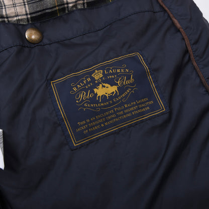 Polo Ralph Lauren Steppjacke aus Kalbsveloursleder, Größe S (ca. 53 cm) – Marineblau