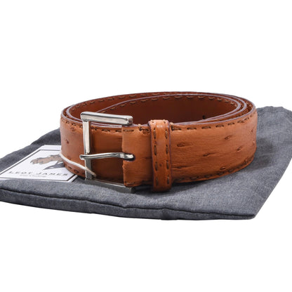 Ermenegildo Zegna Ostrich Leather Belt  Size 90 ca. 102cm - Tan