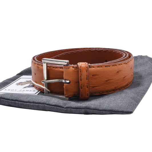 Ermenegildo Zegna Ostrich Leather Belt  Size 90 ca. 102cm - Tan