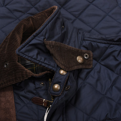 Polo Ralph Lauren Steppjacke aus Kalbsveloursleder, Größe S (ca. 53 cm) – Marineblau