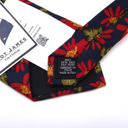 Gian Marco Venturi Seide Krawatte Made in Italy – Marineblau Blumenmuster