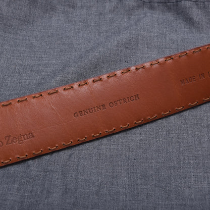 Ermenegildo Zegna Ostrich Leather Belt  Size 90 ca. 102cm - Tan