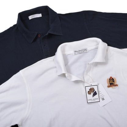 Vintage Burberrys &amp; Sunspel Poloshirts Größe XL ca. 56,5-60cm - Weiß/Navy