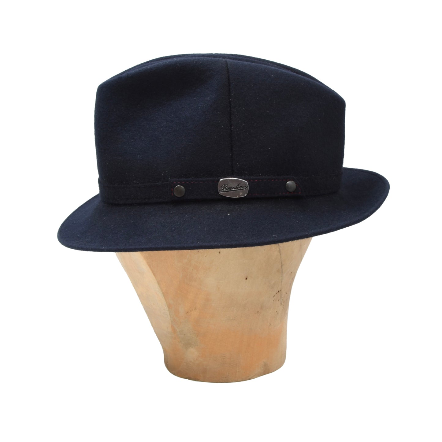 Vintage Borsalino Hut Haarfilz Fedora Gr. 59 Krempe ca. 5 cm - Marineblau