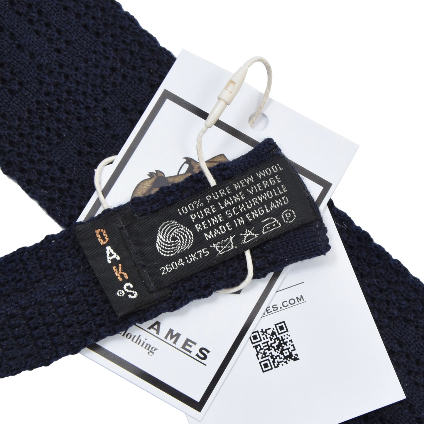 DAKS London Knit Wool Tie ca. 144cm/5.5cm - Navy Blue