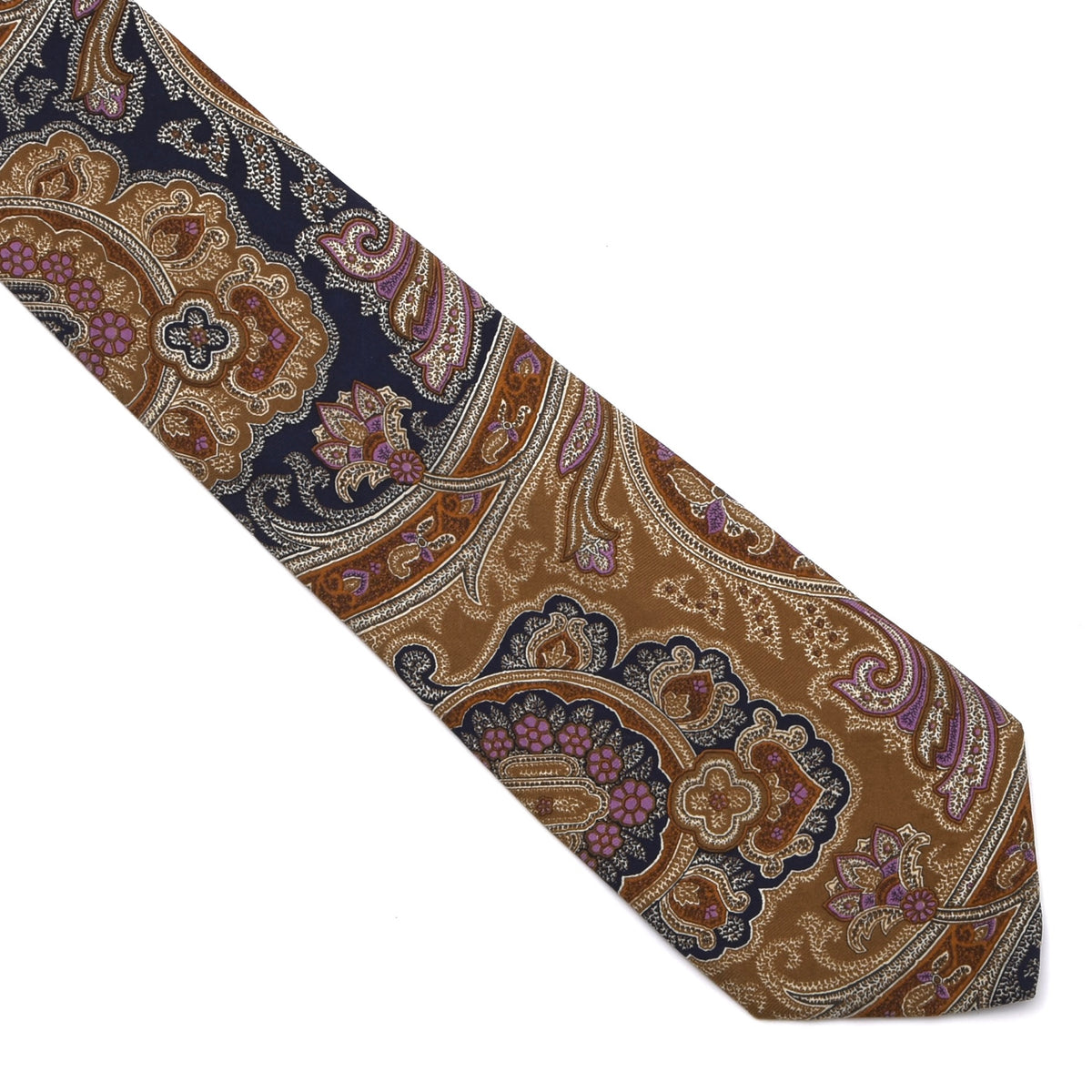 Tino Lauri Seide Krawatte 139cm - Tan/Marineblau Paisley