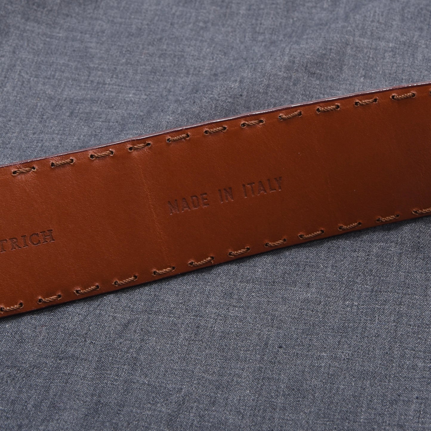 Ermenegildo Zegna Ostrich Leather Belt  Size 90 ca. 102cm - Tan