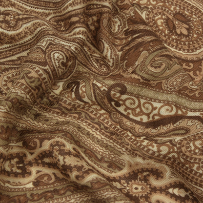 Classic Wool-Silk Dress Scarf ca. 158cm - Tan/Brown Paisley