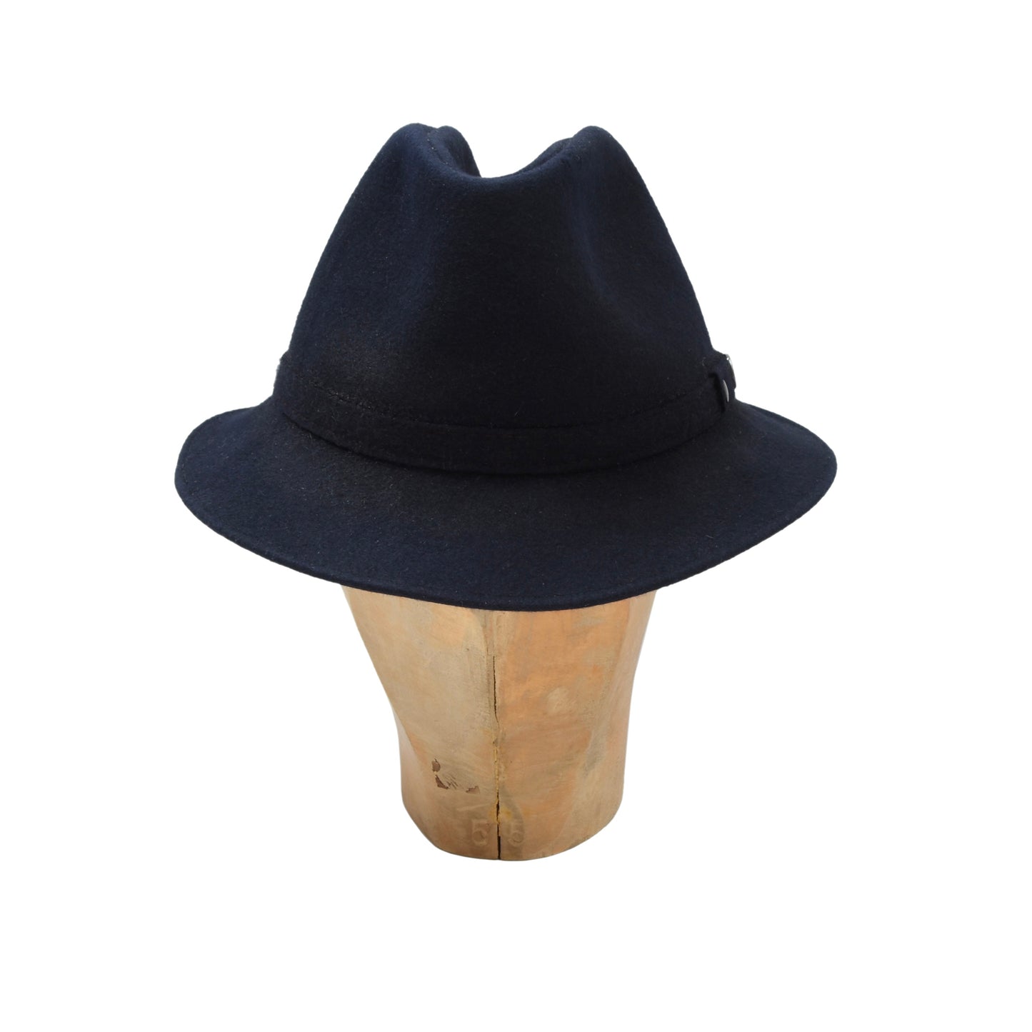 Vintage Borsalino Hut Haarfilz Fedora Gr. 59 Krempe ca. 5 cm - Marineblau