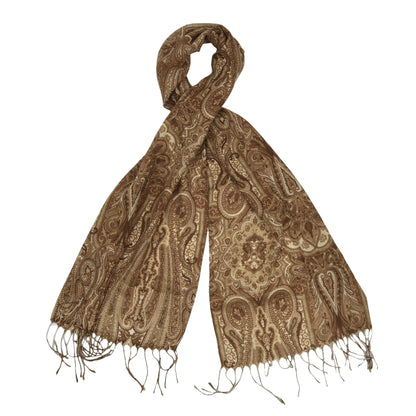 Klassischer Schal aus Wolle-Seide ca. 158 cm - hellbraun Paisley