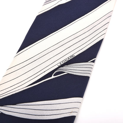 Vintage Leonard Paris Silk Tie 144.5cm - Navy/White