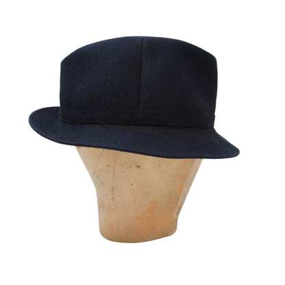 Vintage Borsalino Hut Haarfilz Fedora Gr. 59 Krempe ca. 5 cm - Marineblau