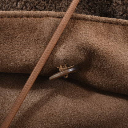 Lammfellmantel mit Pelzkragen, Brustumfang ca. 60 cm – Braun