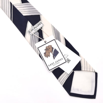 Vintage Leonard Paris Silk Tie 144.5cm - Navy/White