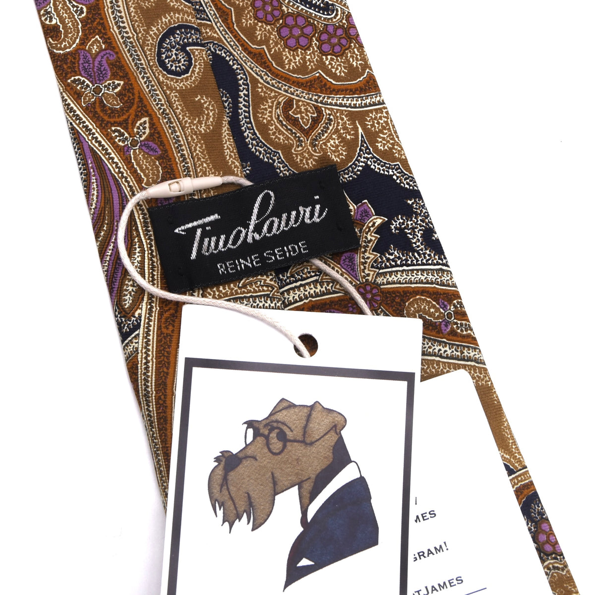 Tino Lauri Seide Krawatte 139cm - Tan/Marineblau Paisley