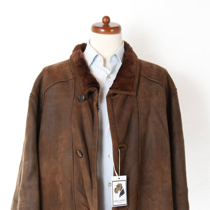 Butter Soft Shearling Coat Size 56 Chest ca. 69cm - Brown