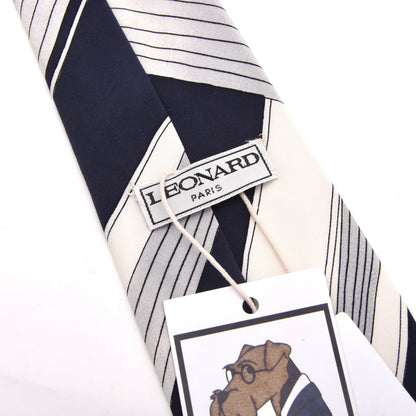 Vintage Leonard Paris Silk Tie 144.5cm - Navy/White