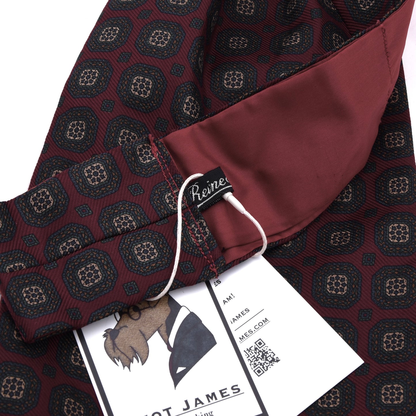 Klassisches Seiden-Ascot/Krawattentuch ca. 90,5 cm/15,5 cm – Bordeaux/Fein