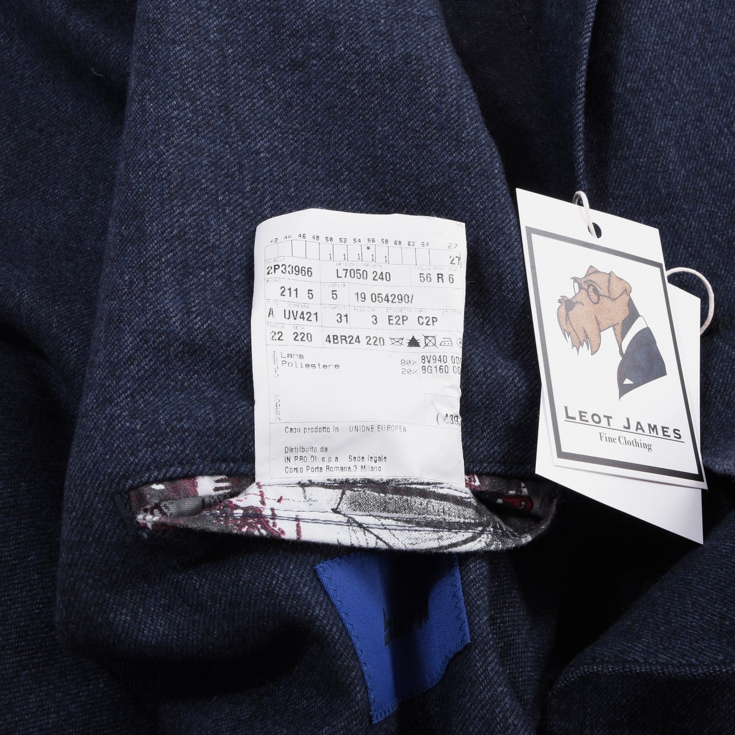 Azzura Wool-Blend Jacket Size 56 Chest ca. 57cm - Blue