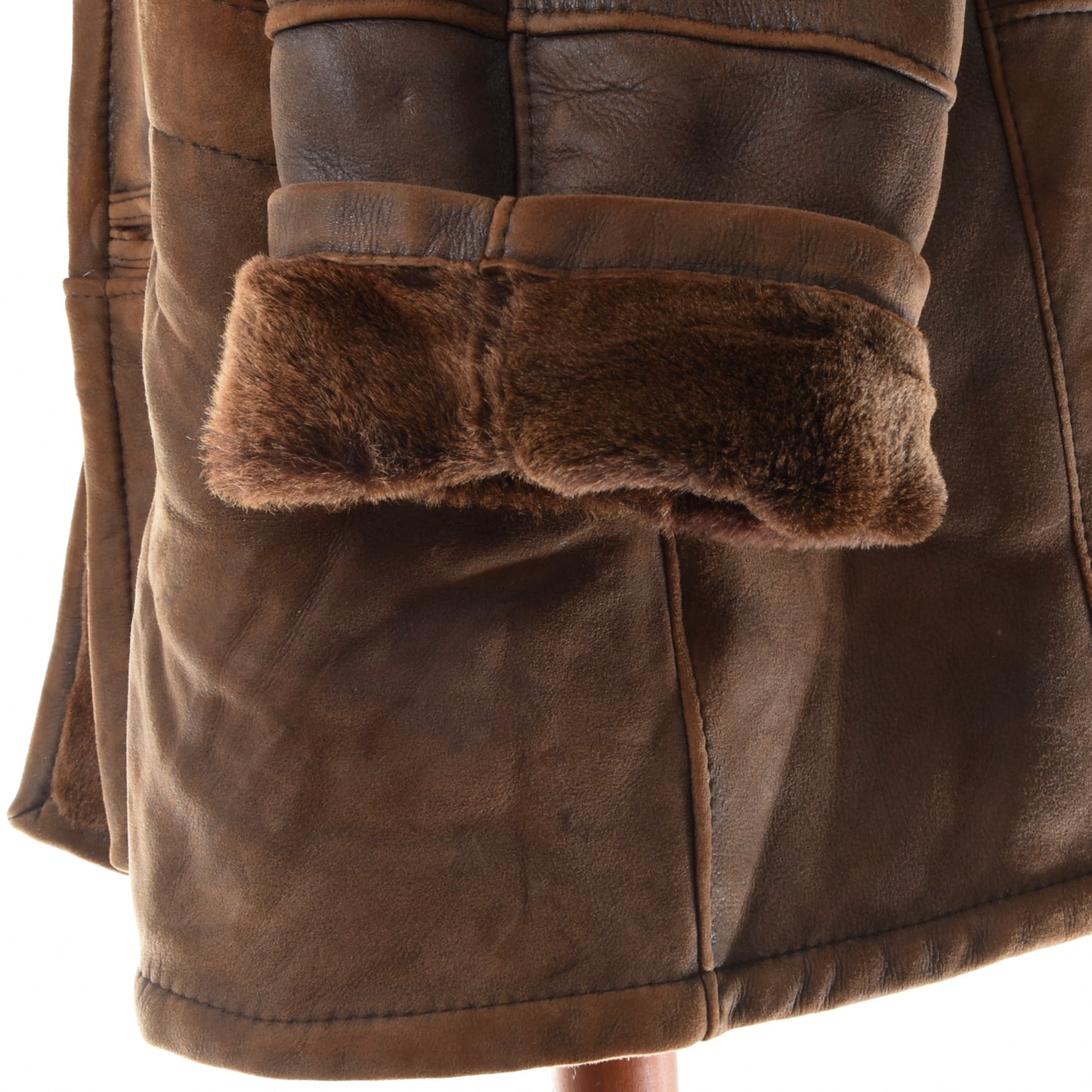 Butter Soft Shearling Coat Size 56 Chest ca. 69cm - Brown