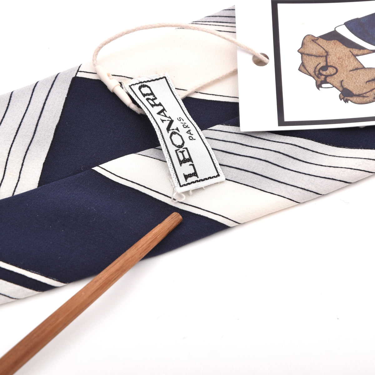 Vintage Leonard Paris Silk Tie 144.5cm - Navy/White