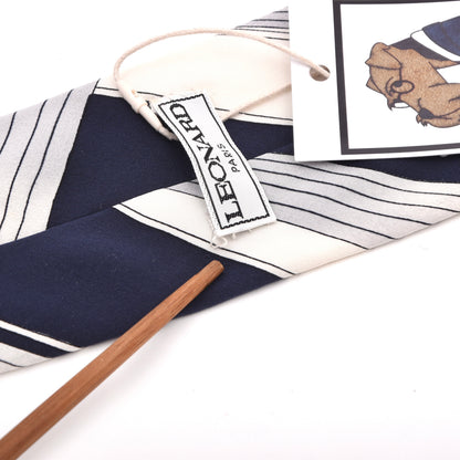 Vintage Leonard Paris Silk Tie 144.5cm - Navy/White