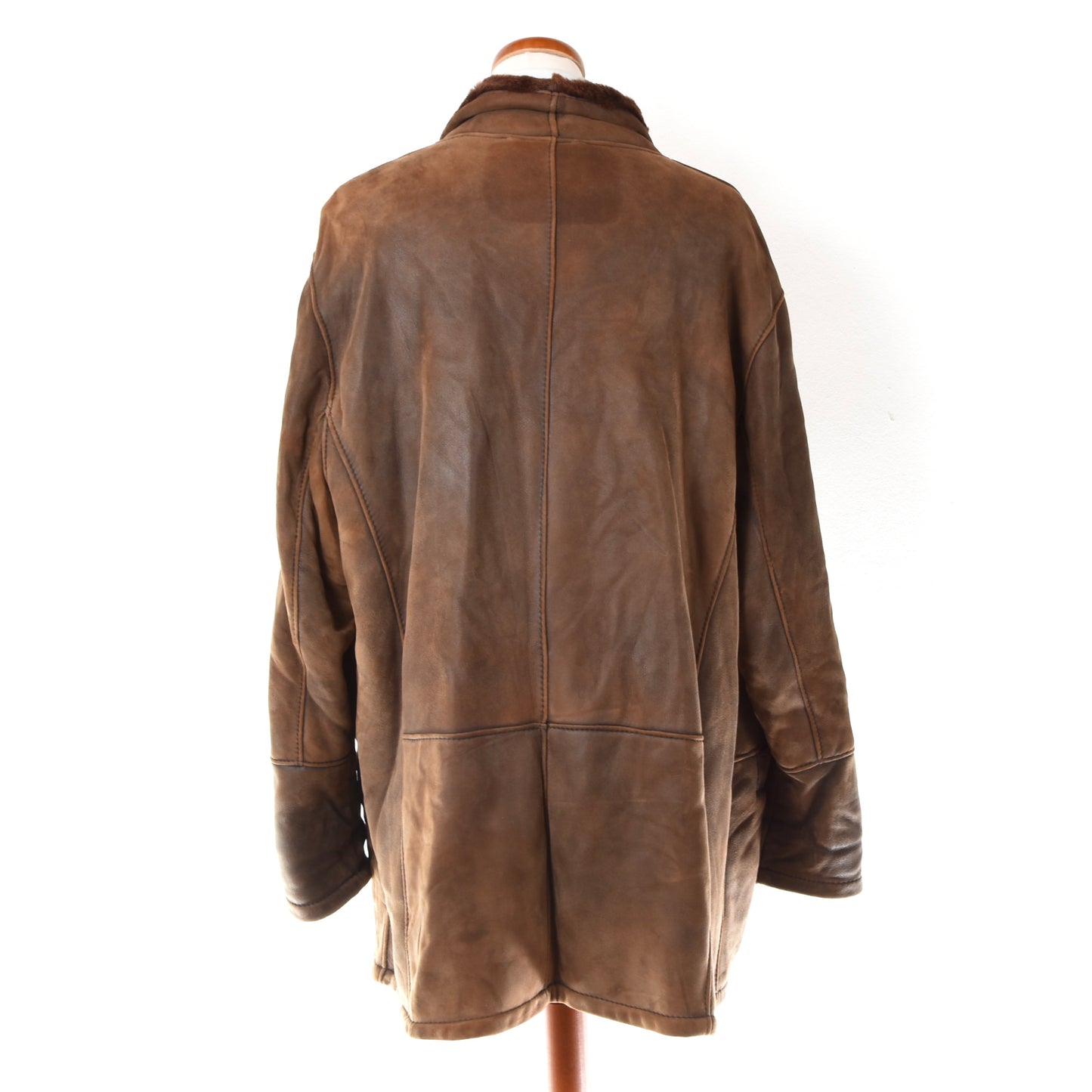 Butter Soft Shearling Coat Size 56 Chest ca. 69cm - Brown