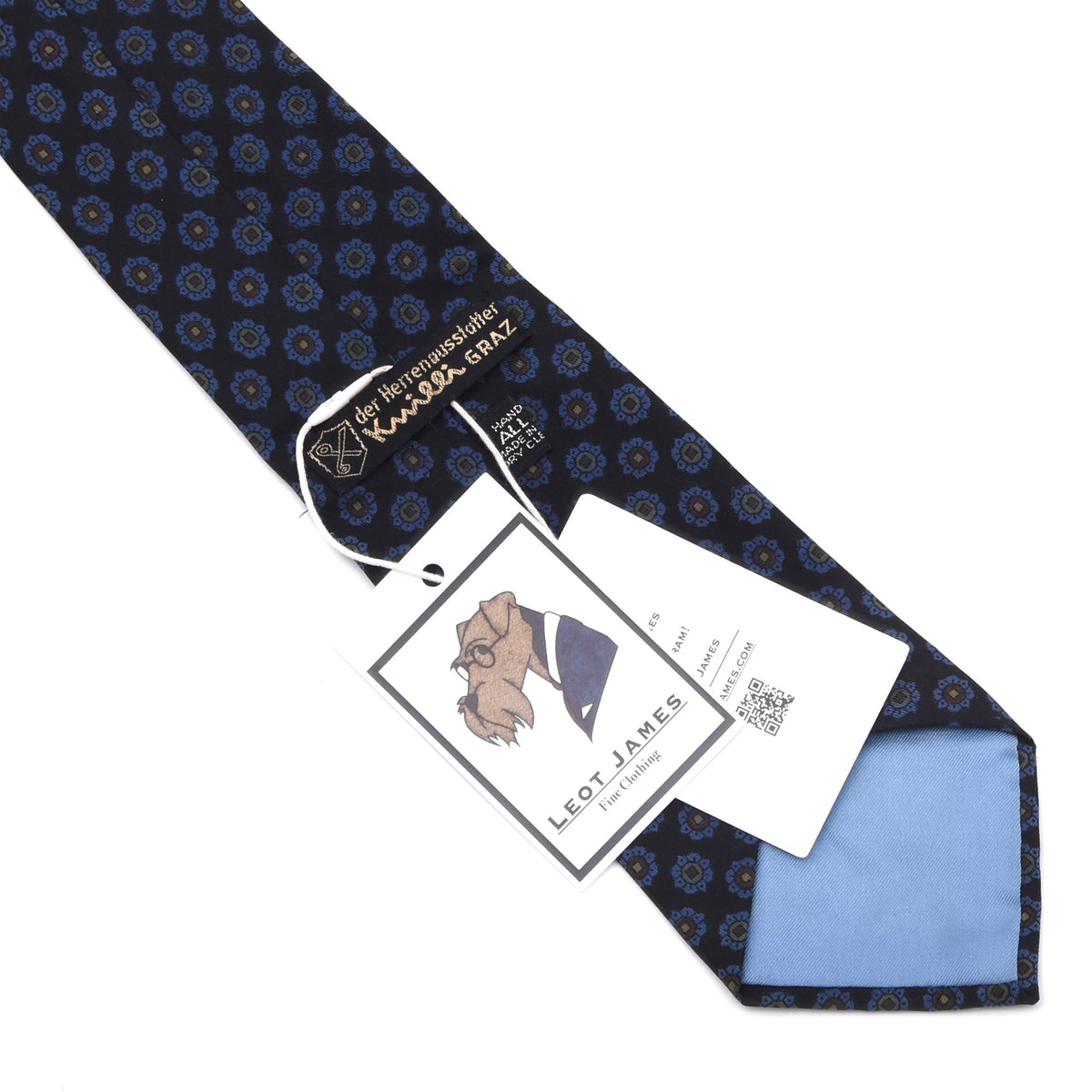 Knilli Ancient Madder Seide Krawatte Made in England – Schwarz Blumen