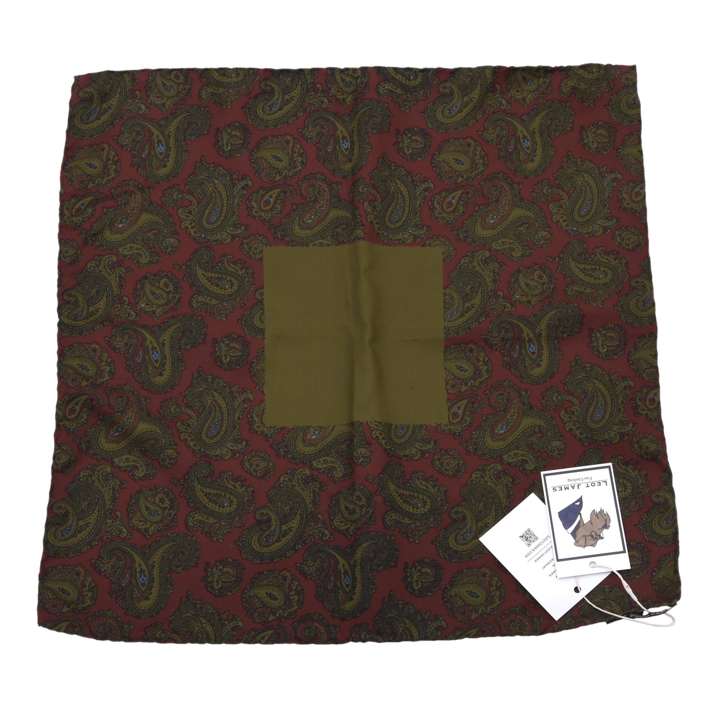 Vintage Pierre Cardin Handrolliertes Seiden-Einstecktuch ca. 46.5cm - Paisley